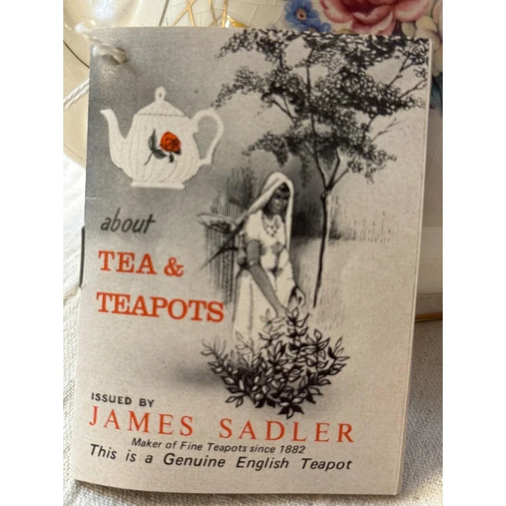 James Sadler Fine English Teapot Floral Gold Lattice Burslem England No Lid